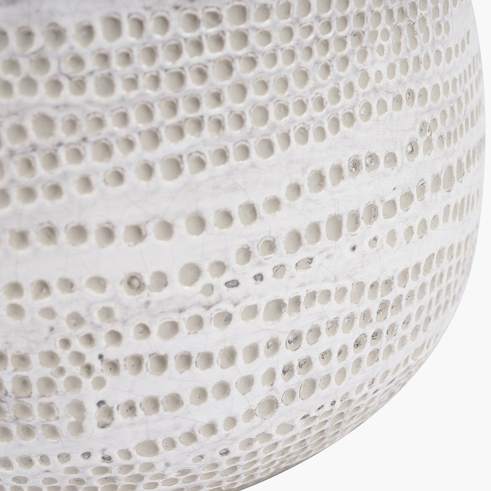 Alina White Dot Design Small Stoneware Table Lamp - Base Only